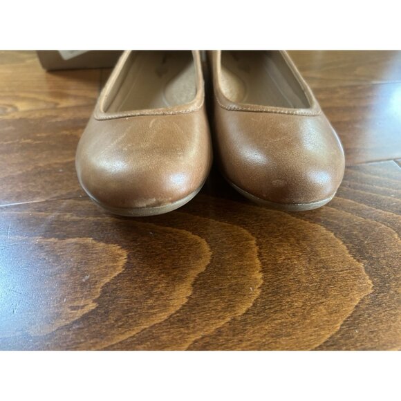 Clarks Women's Canebay Plain Ballet Flat Dark Tan Leather 8.5 M Closed Toe NEW - Picture 6 of 9